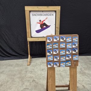 Olympisch 4 Snowboarders op 1 Rij